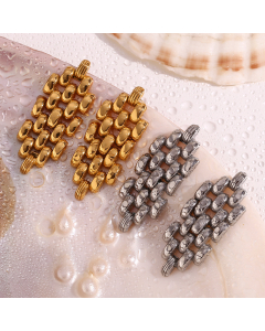 Wholesale Temperamen Bohemia Strap Chain Stud Earrings Plated 18K Gold Stainless Steel Earrings