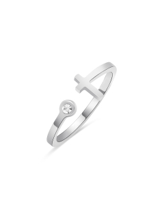 Wholesale Stainless Steel Ring Bowknot Heart Cross Ring-Steel Color-01