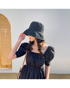 Bucket Hat-Plain Sun Hat-Outdoor-Summer-Beach-Vacation-Casual Style-Black-HC680710-2