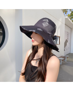 Sun Protection Wide Brim Bucket Hat-Black-HC680715