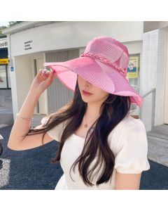 Sun Protection Wide Brim Bucket Hat-Pink-HC680716