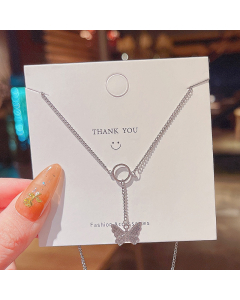 Butterfly Long Tail Chain Pendant Titanium Steel Clavicle Necklace