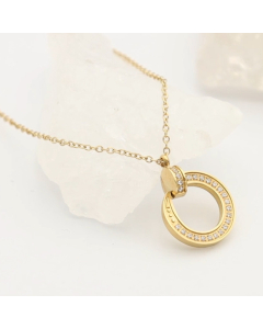 Wholesale Stainless Steel Necklace INS Style Niche Minimalism Non-fading C-diamond Pendant Necklace