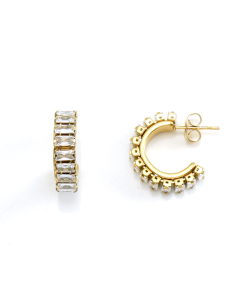 Wholesale Zircon Inlaid Earrings Fashion Niche Female 18K Gold Plated Stainless Steel Set With Diamond C-shaped Earrings