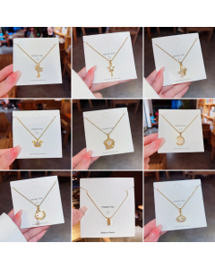 Niche Butterfly Flower Pendant Stainless Steel Plating Zircon Inlaid Necklace Colorza