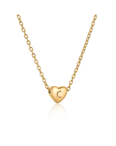 C Initial Letter 3D Hard Heart Necklace CA7810207