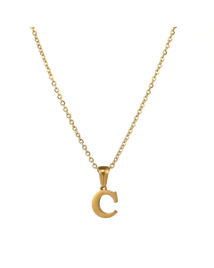 C Mirror Polish Initial Letter Figaro Chain Necklace CA7810227