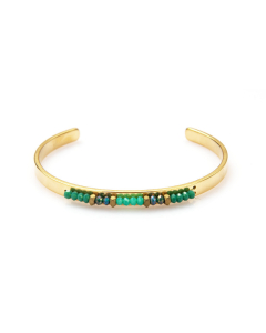 Retro Gold-plated Non-fading Fashion Handmade Beaded Stainless Steel Bracelet C Type Opening Bracelet