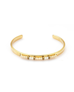 Gold-plated Non-fading Fashion Handmade Beaded Stainless Steel Bracelet C Type Opening Bracelet