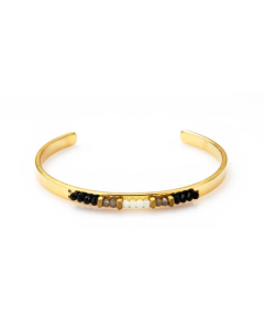 French Retro Gold-plated Non-fading Fashion Handmade Beaded Stainless Steel Bracelet C Type Opening Bracelet