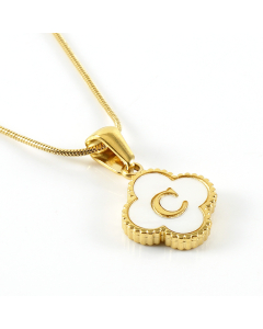 C Wholesale Initial Letter Necklace With Gold Plated Inlaid Nature Shell CA7810197