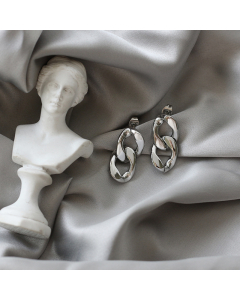 Fine Jewelry Fashion Chain Titanium Steel Earrings Ear Studs Perfect for Your Party and Dating - Silver Sample Show