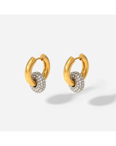 Circle Zircon Decor Electroplated Stainless Steel 
Circle Earrings