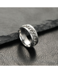 Wholesale Stainless Steel Ring Can Rotate The Chain Open Bottle Ring-Steel Color-White-6