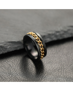 Wholesale Stainless Steel Ring Can Rotate The Chain Open Bottle Ring-Black-Yellow-6