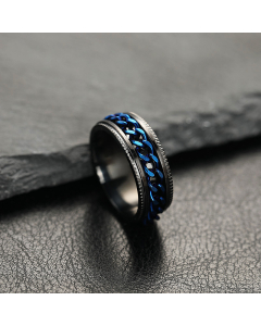 Wholesale Stainless Steel Ring Can Rotate The Chain Open Bottle Ring-Black-Blue-6