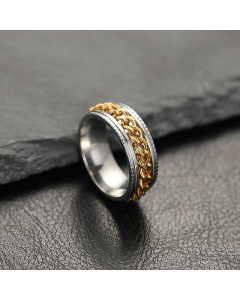 Wholesale Stainless Steel Ring Can Rotate The Chain Open Bottle Ring-Steel Color-Yellow-6