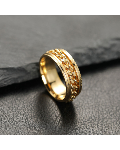 Wholesale Stainless Steel Ring Can Rotate The Chain Open Bottle Ring-Gold Color-Yellow-6
