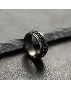 Wholesale Stainless Steel Ring Can Rotate The Chain Open Bottle Ring-Black-Black-6
