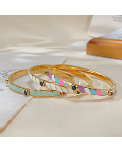 Hot Sale Light Luxury Design Titanium Steel Bracelet Candy Color Stripe Inset Zircon Stainless Steel Bangle