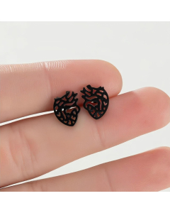 Cardiac Shape Titanium Steel Earring Black Plated Earrings CA08810982