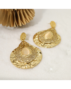 Wholesale Stainless Steel Earrings Carved Geometric Earrings