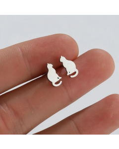 Cat Animal Titanium Steel Earring Studs Fashion Plated Earrings CA08810990