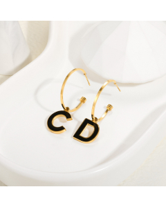 Fashion CD Letter Drip Oil Earring Female Gold-plated Stainless Steel Earring