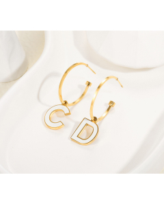 Minimalism CD Letter Drip Oil Earring Female Gold-plated Stainless Steel Earring