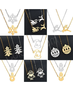 Stainless Steel Christmas Series Necklace -Tree-Snowflake-Reindeer-SANTA-Snowman-CA7810010