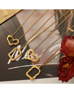 Classic Heart Square Pendant With Titanium Steel Necklace CA7810171
