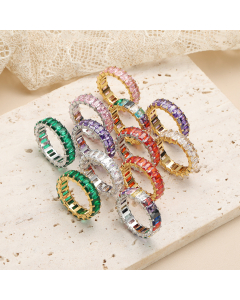 Wholesale Diamond Ring INS Style Fashion Light Luxury High Quality Color Diamond Inlaid Stainless Steel Ring