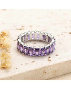 Wholesale Stainless Steel Ring Color Diamond Inlaid Ring-Steel Color-Purple-9