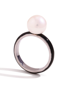 Black Dripping Steamed Bun Bead 316L Stainless Steel Ring 