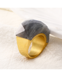 Wholesale Stainless Steel Ring Color Large Gemstone Ring