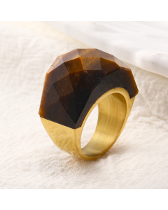 Wholesale Stainless Steel Ring Color Large Gemstone Ring