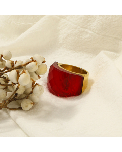 Wholesale Stainless Steel Ring Color Large Gemstone Ring