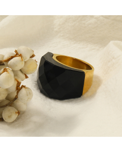 Wholesale Stainless Steel Ring Color Large Gemstone Ring