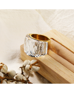 Wholesale Stainless Steel Ring Color Large Gemstone Ring