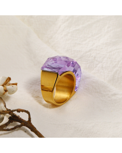 Wholesale Stainless Steel Ring Color Large Gemstone Ring