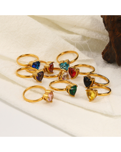 Wholesale Stainless Steel Ring Love Gemstone Inlaid Ring