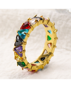 Wholesale Stainless Steel Triangle Diamond Inlaid Ring 
