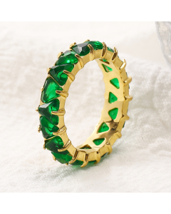Wholesale Stainless Steel Triangle Diamond Inlaid Ring 