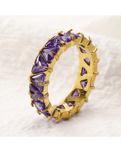 Wholesale Stainless Steel Triangle Diamond Inlaid Ring 