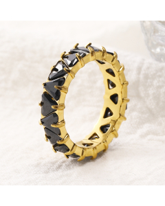 Wholesale Stainless Steel Triangle Diamond Inlaid Ring 