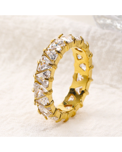 Wholesale Stainless Steel Triangle Diamond Inlaid Ring 