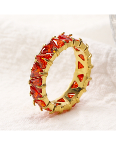Wholesale Stainless Steel Triangle Diamond Inlaid Ring 