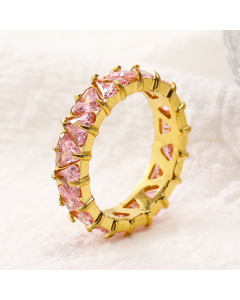 Wholesale Stainless Steel Triangle Diamond Inlaid Ring 