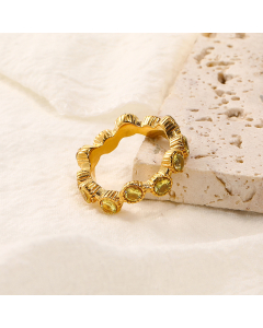 Wholesale Stainless Steel Ring Color Zircon Inlaid Ring -Yellow-6