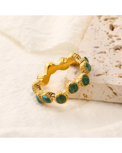 Wholesale Stainless Steel Ring Color Zircon Inlaid Ring -Turquoise-6